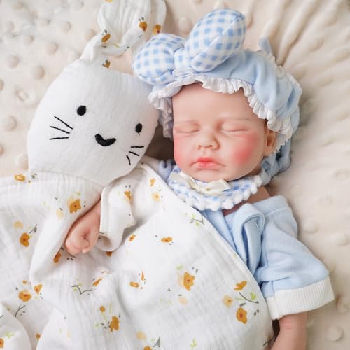 Full Silicone Reborn Baby Dolls - 12 inch Lifelike Sleeping Newborn Girl with Realistic Veins